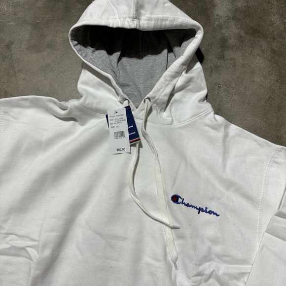 NWT champion men’s pullover hoodie white grey men’s - Picture 3 of 4